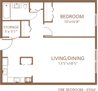 Cocheco Park 1-bedroom floor plan